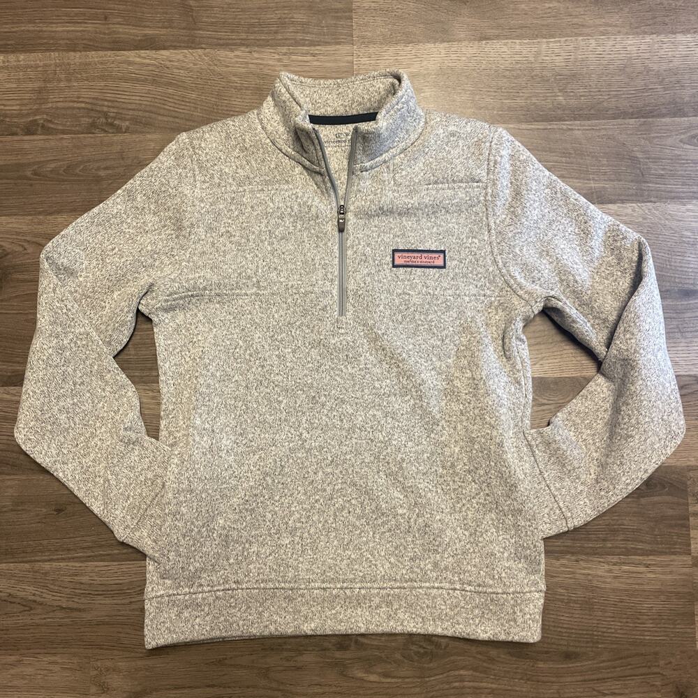 Vineyard Vines Sweater Fleece 1/4 Zip Pullover Gray Youth L Womens XS